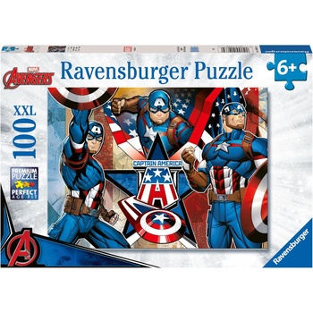 Ravensburger Детски пъзел Ravensburger от 100 XXL части - Капитан Америка (12001073)