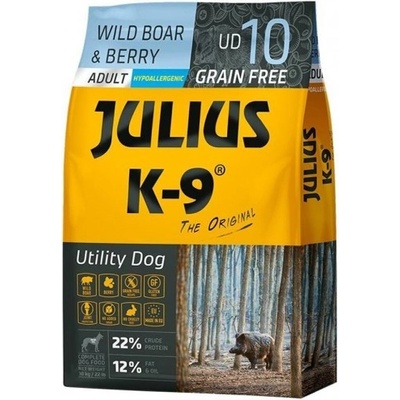 Julius-K9 JULIUS-K9® Utility Dog Wild Boar Berry - Хипоалергенна суха храна за кучета БЕЗ ЗЪРНЕНИ КУЛТУРИ с Глиганско месо и Горски плодове - 10кг, Унгария - 311180