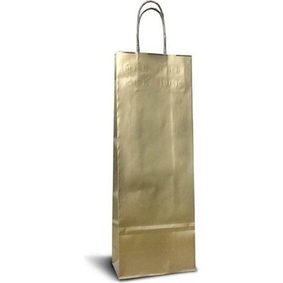 Papírová taška zlatá14x8x39 mm, kroucená šňůra
