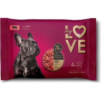 My Love Adult s hovädzím mäsom v omáčke 4 x 100 g