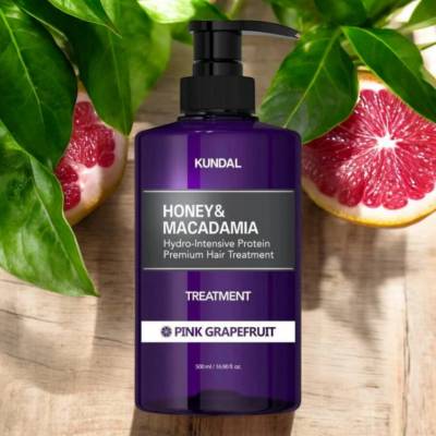 KUNDAL Honey & Macadamia Treatment kůra na vlasy Pink Grapefruit 500 ml