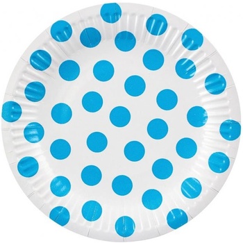 Godan Хартиени чинии - Бели със сини точки 18 см, 6 бр
