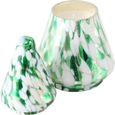 Boltze Home Skleněná svíčka ve tvaru vánočního stromku DOTTI, výš, 17,5 cm zelená