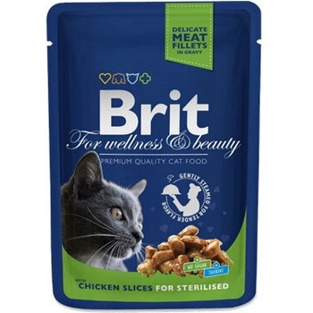 Brit Sterilized Premium Cat Chicken Slices pouch пауч за кастрирани котки с пилешко 100gr