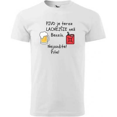 Vtipné tričko pivo-benzín biele