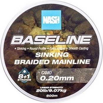 Nash Splietaná Šnúra Baseline Sinking Braid UV Yellow 600 m 0,24 mm 11,33 kg