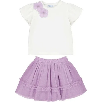 Mayoral Комплект пола тюл в лилав цвят и бяла тениска за мини момиче Mayoral