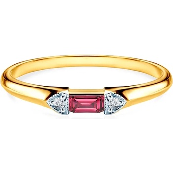 Image 1 of SAVICKI Годежен пръстен с три камъка: злато. рубин. диаманти