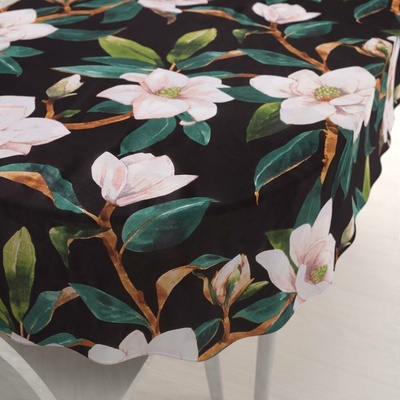 Biante bavlna oválný ubrus Sandra SA-300 Květy magnolie na černém 120x180cm
