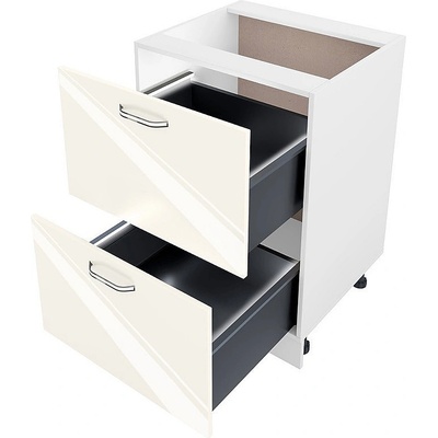 ИРИМ Долен кухненски шкаф с две чекмеджета БФ-Крийм гланц-11-72 60 см