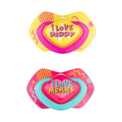 Canpol Babies C set symetrických silikon dudlíků Neon Love růžová