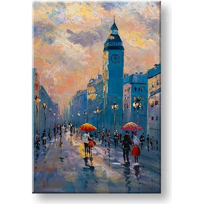 Malovaný obraz na stěnu PROCHÁZKA MĚSTEM 1-dílný 60x90 cm - 60×90 cm / Klasický 2 cm