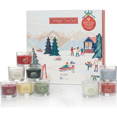 Yankee Candle Vianočná darčeková sada votívych sviečok v skle 9 x 37 g