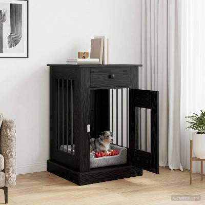 vidaXL Мебели за кучешка клетка Черен дъб 50 x 47, 5 x 80 см (8014779)