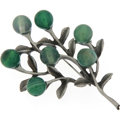 Biju brož větvička se zelenými korálky 9001688-1