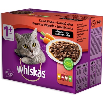 Whiskas pro dospělé kočky klasický výběr ve šťávě 12 x 100 g