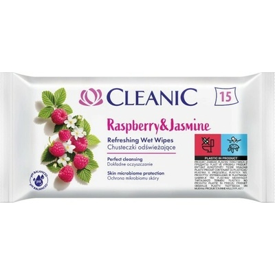 Cleanic vlhčené osviežujúce obrúsky MALINA-JASMÍN 15 ks