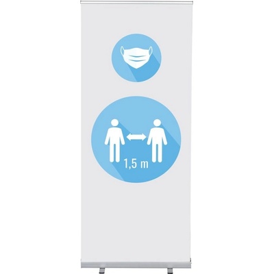 Jansen Display Set Roll-baneru Budget s vytištěným motivem maska a vzdálenost 1,5 metru, bílý, 870 x 2080 mm