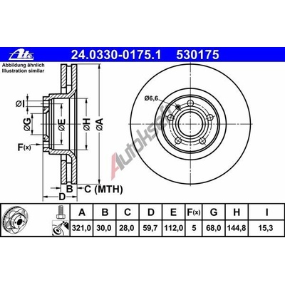 ATE Brzdový kotouč Power Disc - 321 mm AT 530175 | Zboží Auto