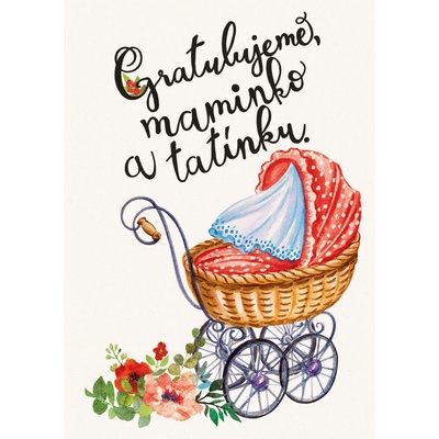 Přáníčko BeBechy - bílé - Kočárek