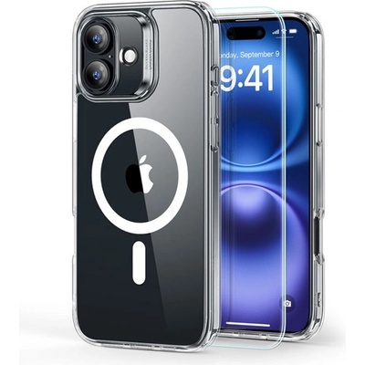 ESR iPhone 16 ESR HYBRID HALOLOCK силиконов удароустойчив протектор за телефон, MagSafe + защитно стъкло за екрана, SHIELD GP-162537 (GP-162537)