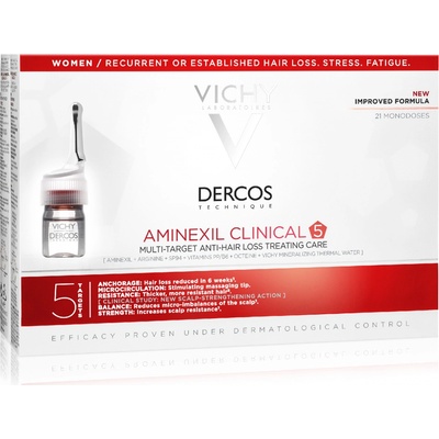 Vichy Dercos Aminexil Clinical 5 cílená péče proti vypadávání vlasů pro ženy Mult-Targed Anti-Hair Loss Treating Care 21 x 6 ml – Zboží Dáma