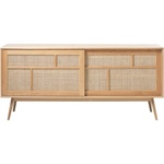 Unique Furniture Нисък скрин от декор от дъб с плъзгащи се врати в естествен цвят 180x80 cm Barrali - Unique Furniture (46710201)