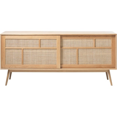 Unique Furniture Нисък скрин от декор от дъб с плъзгащи се врати в естествен цвят 180x80 cm Barrali - Unique Furniture (46710201)