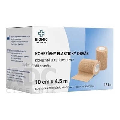 BIOMIC Kohezívny elastický obväz 10 cm x 4,5 m béžový 12 ks