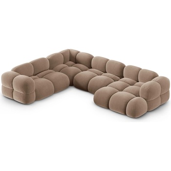 Cosmopolitan Design Кафяв кадифен ъглов диван (ляв ъгъл/U форма) Loretto - Cosmopolitan Design (COS_UL_120_F1_LORETTO2)