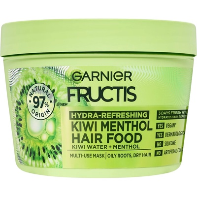 Garnier fructis Хидратираща маска за коса с киви и ментол, 390 мл