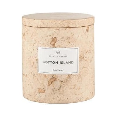 Blomus (Германия) Ароматна свещ BLOMUS FRABLI с аромат Cotton Island - Ø10 х h11 см - цвят травертин (BLOMUS 65450)