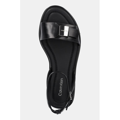 Calvin Klein Кожени сандали Calvin Klein FLAT SANDAL W/CK HW - LTH в черно HW0HW02367 (HW0HW02367)