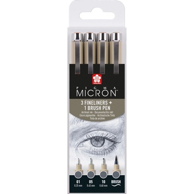Linery Sakura Pigma Micron Cool Gray, sada 4 ks