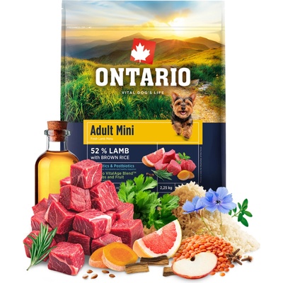 Ontario Adult Mini Lamb & Brown Rice 2,25 kg