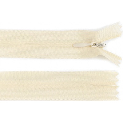 Spirálový zip skrytý No 3 délka 35 cm dederon, malé, 103 krémová nejsvět.