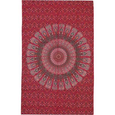 Sanu Babu přehoz na postel Barmeri round květiny červeno-zelený 130 x 210 cm