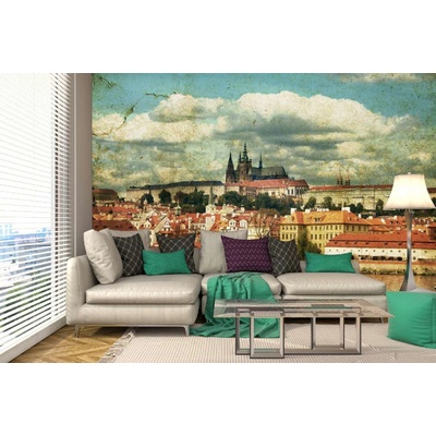 Dimex MA-5-2134 Samolepicí vliesová fototapeta na zeď Retro pohlednice - Praha rozměry 375 x 250 cm