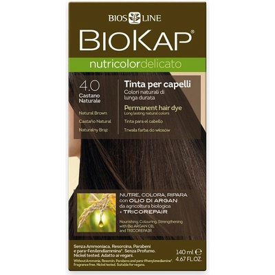 Biokap NutriColor Delicato farba na vlasy 4.0 hnedá prirodzená 140 ml