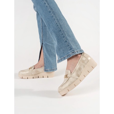 Goodin Gold wedge loafers with a chain krémová