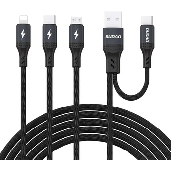 Dudao Кабел Dudao L3W USB-A/USB-C към Lightning/USB-C/MicroUSB 66W - черен (L3W black)