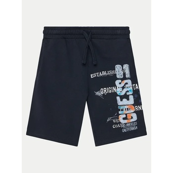 Guess Тъмно сини къси спортни панталони за момче с цветен надпис Guess