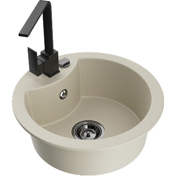 Mexen Diego гранитна кухненска мивка с 1 отделение и кухненски смесител Rita, бежов - 6512-69-670300-70 (6512-69-670300-70)