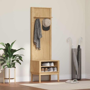 vidaXL Шкаф за коридор FLORO Кафяво с восъчно покритие Солиден бор (42011245)