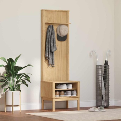 vidaXL Шкаф за коридор FLORO Кафяво с восъчно покритие Солиден бор (42011245)