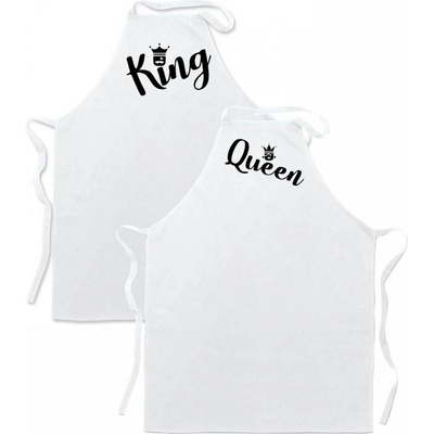 Povidlo.cz Párové zástěry King & queen Bílá