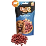 Uniq Pets Dog Snacks Sniffy Mini Lamb Pollock Rolls мини рулца за кучета с агнешко и риба, 80 г