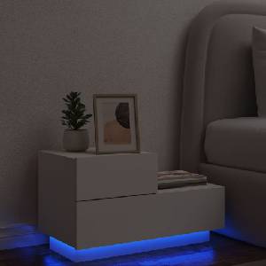 vidaXL Нощно шкафче с LED осветление, бяло, 70x36x40, 5 см (836777)
