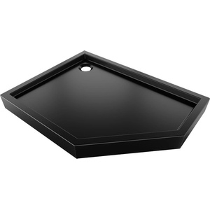 Mexen Flow+ Петоъгълен душов поднос ляв 100 x 90 см, черен мат - 46P709010LH (46P709010LH)