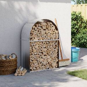 vidaXL Поставка за дърва, сребрист, 80x45x120 см, поцинкована стомана (364589)